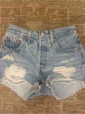 Levi's Light Blue Distressed Denim Cutoff Shorts